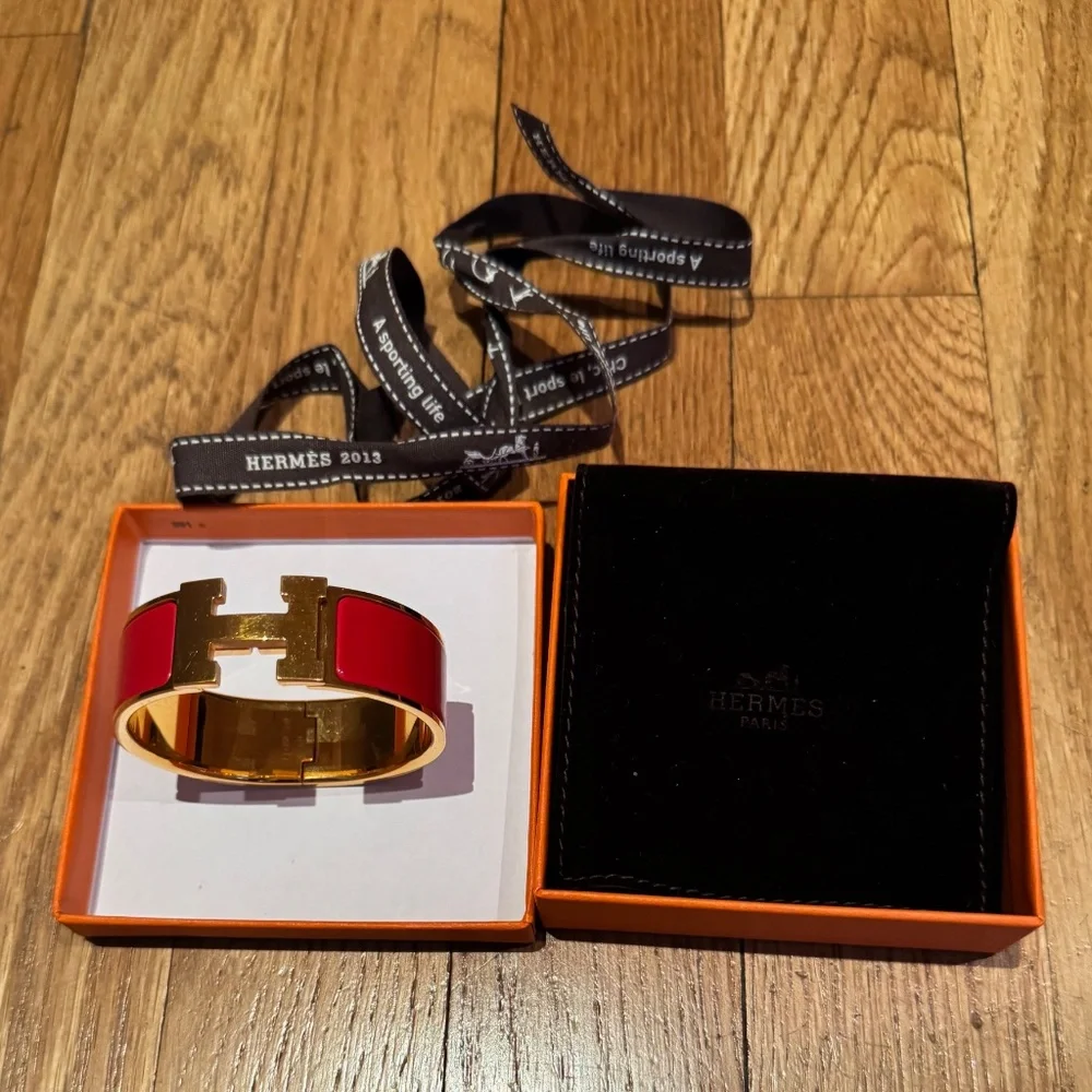 HERMES - CLIC CLAC H BRACELET - Rouge Amarante - Picture 5 of 12